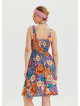 V Neck Robe Blue Patterned Casual Dress 4512